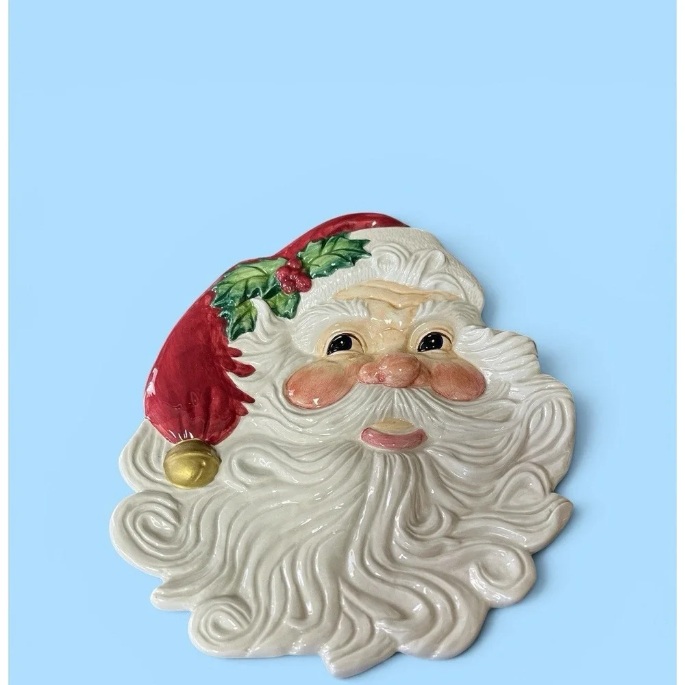 Fitz & Floyd Omnibus Santa Claus Canape Snack Desert Cookie Plate‎ Vintage Xmas